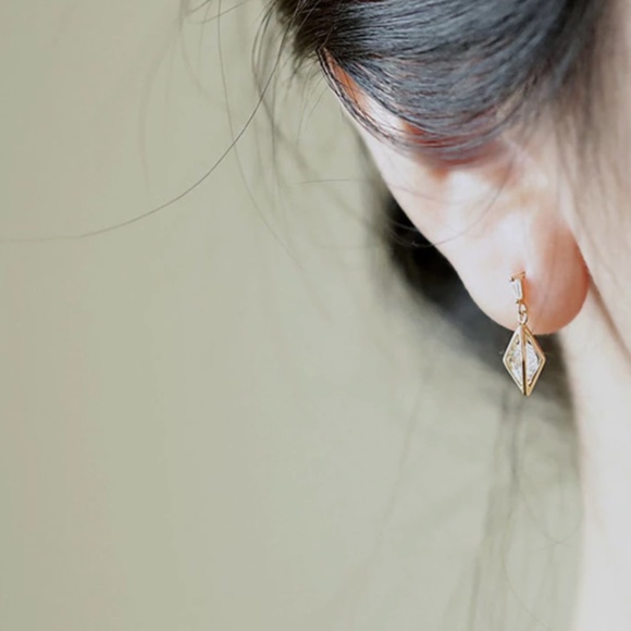 Sterling Silver Diamond Hollow Stud Tassel Earrings - Picture 4 of 13